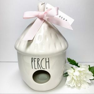 Rae Dunn PERCH Ceramic Acorn Bird House White Black NEW